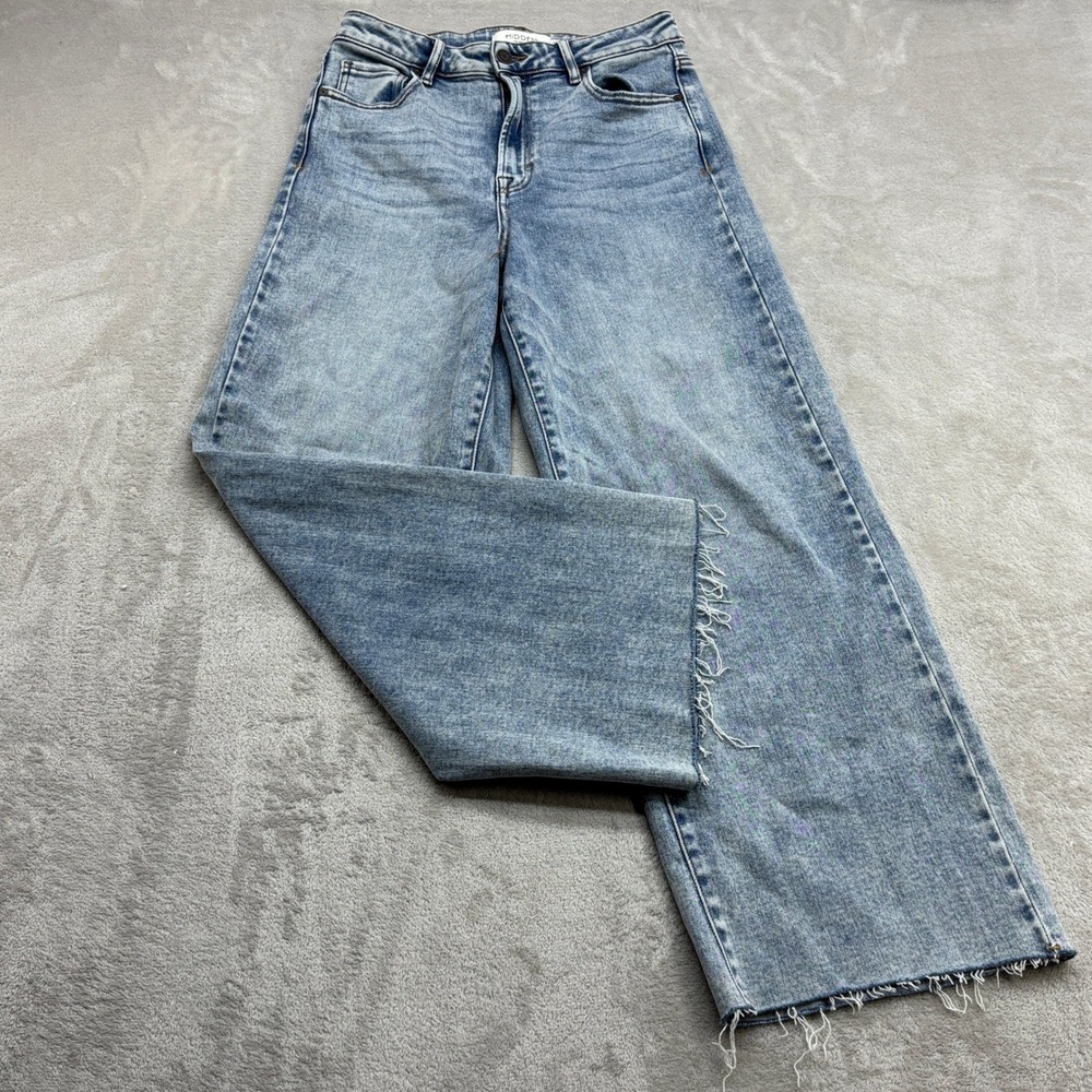 Hidden Jeans Wide Leg Jean Women 28 Light Wash Raw Hem Boho Y2K Retro Streetwear